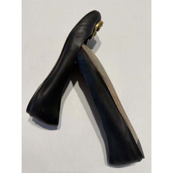 Gucci Charlotte Nero Black Nappa Leather GG Ballet Flats Vintage Women's 38 - Picture 9 of 10